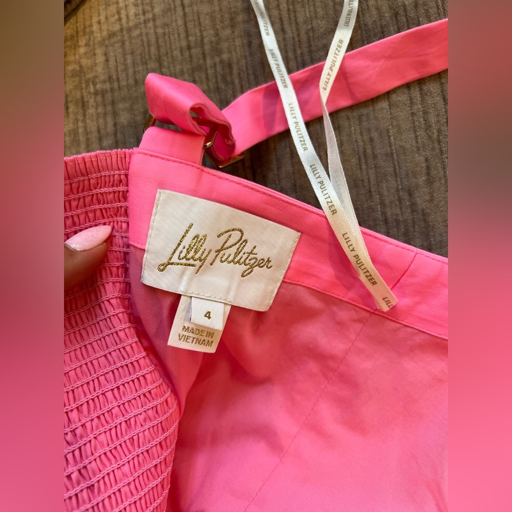 NWT Lilly Pulitzer ❤️‍🔥SAMPLE ❤️‍🔥 luxurious hot pink golden detail Dress ⭐️ - Picture 10 of 16